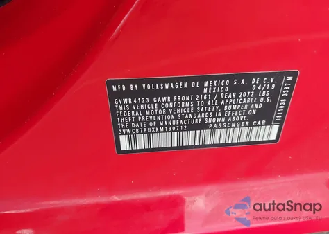 2019 Volkswagen Jetta 1.4T R-Line/1.4T S/1.4T Se из США, поврежденный, VIN 3VWCB7BUXKM190712